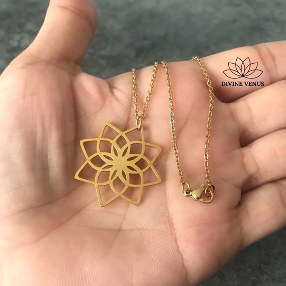 Lotus Necklace | Gold Plated Stainless Steel - Picture 5 of 5